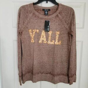 Sable Sky Y'ALL Long Sleeve Shirt Womens Size small